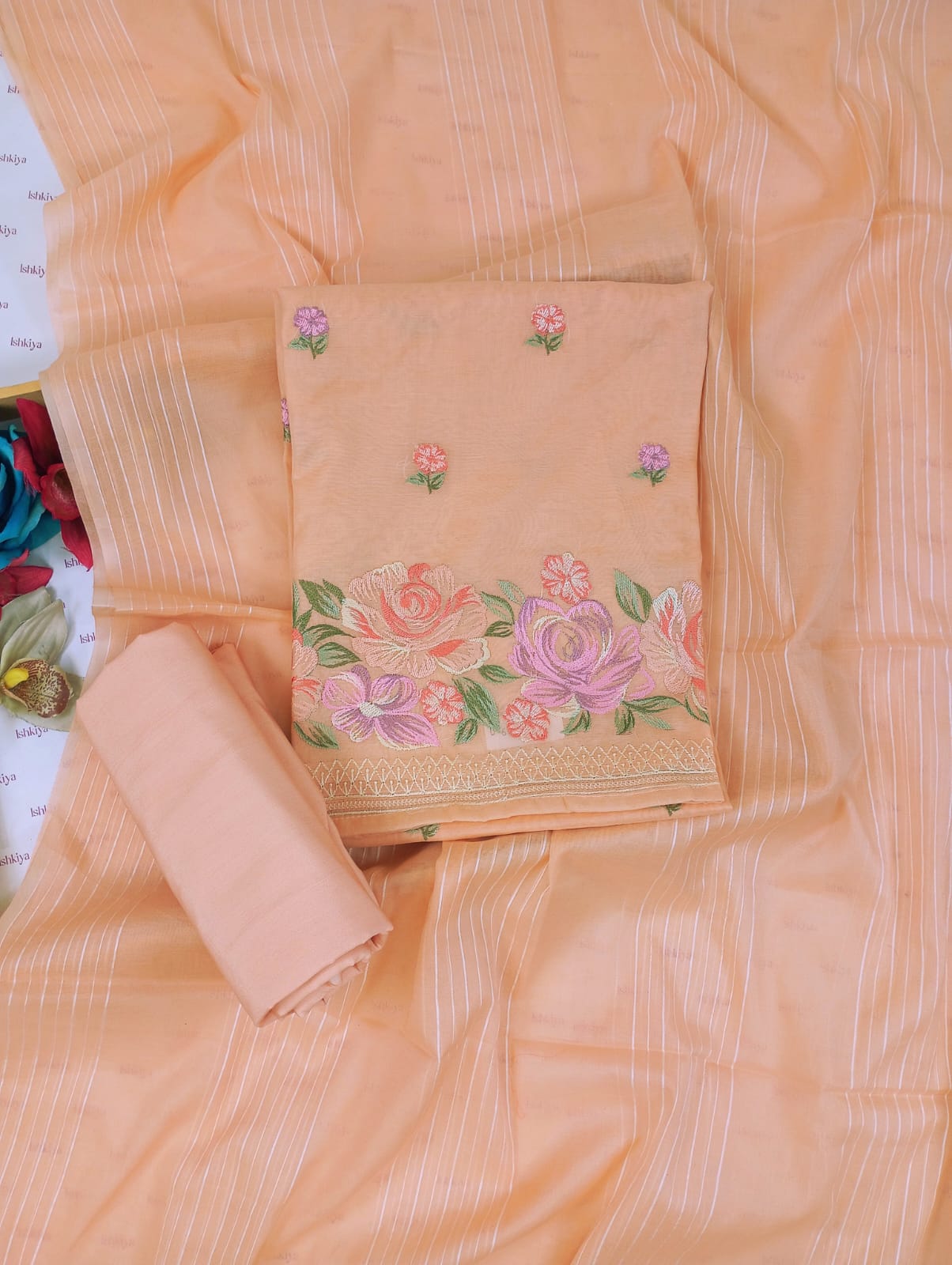 SADA-Unstiched Mul-Chanderi Suit set