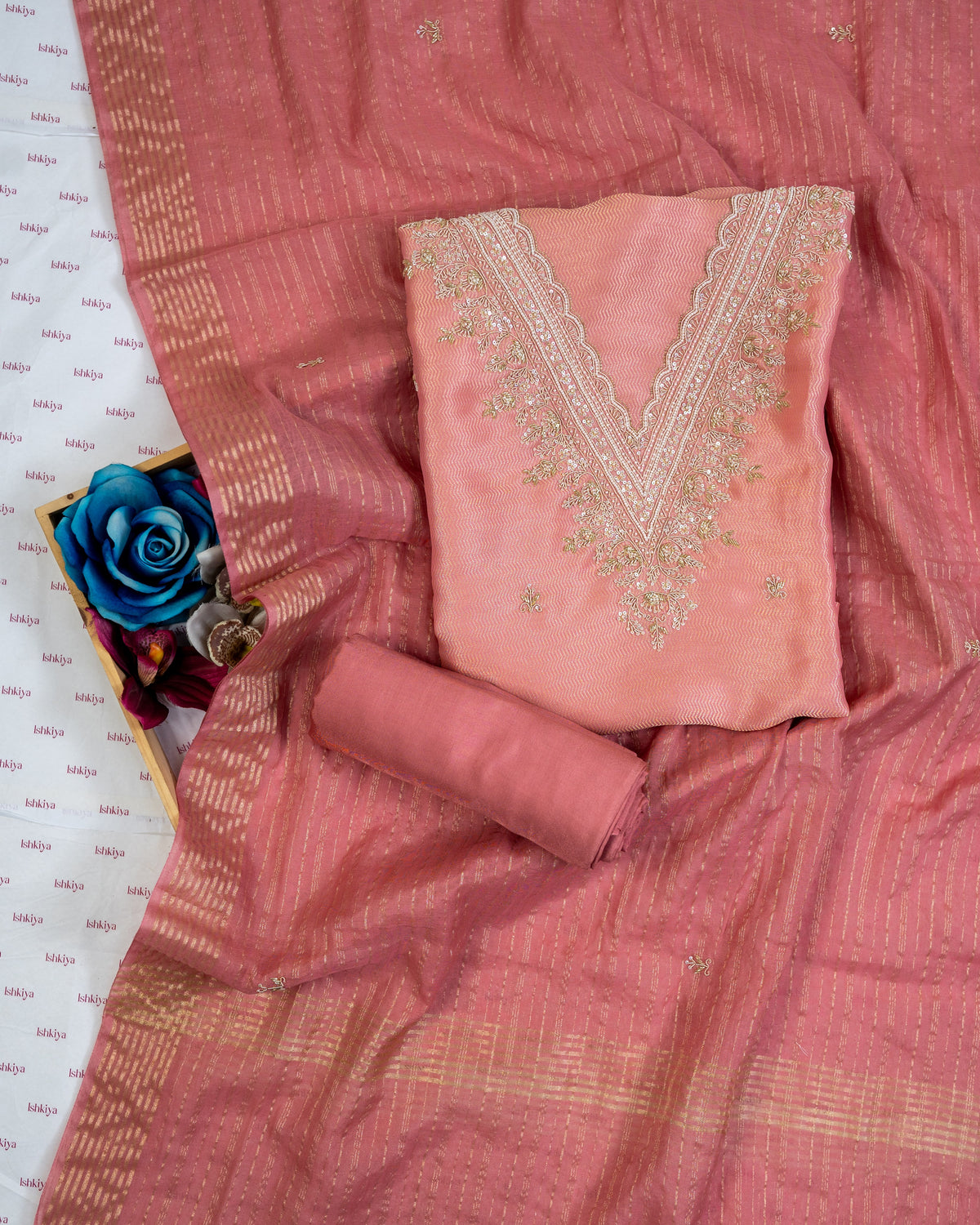 SIYAH-Unstitched Linen Tissue Suit Set