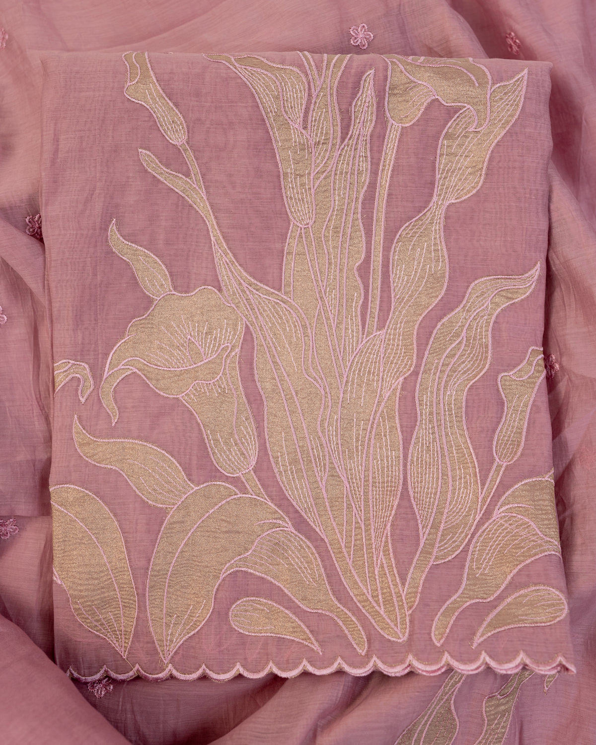 GUNJ-Unstitched Mul-Chanderi Suit Set