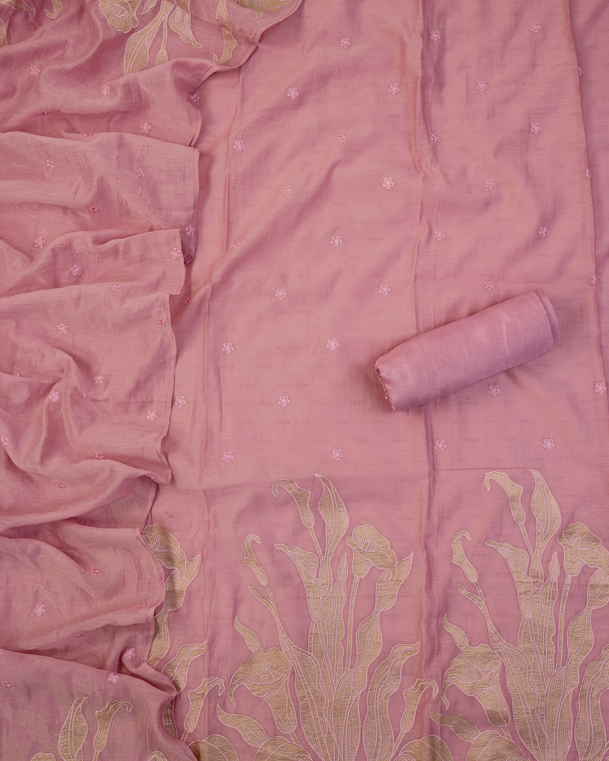 GUNJ-Unstitched Mul-Chanderi Suit Set