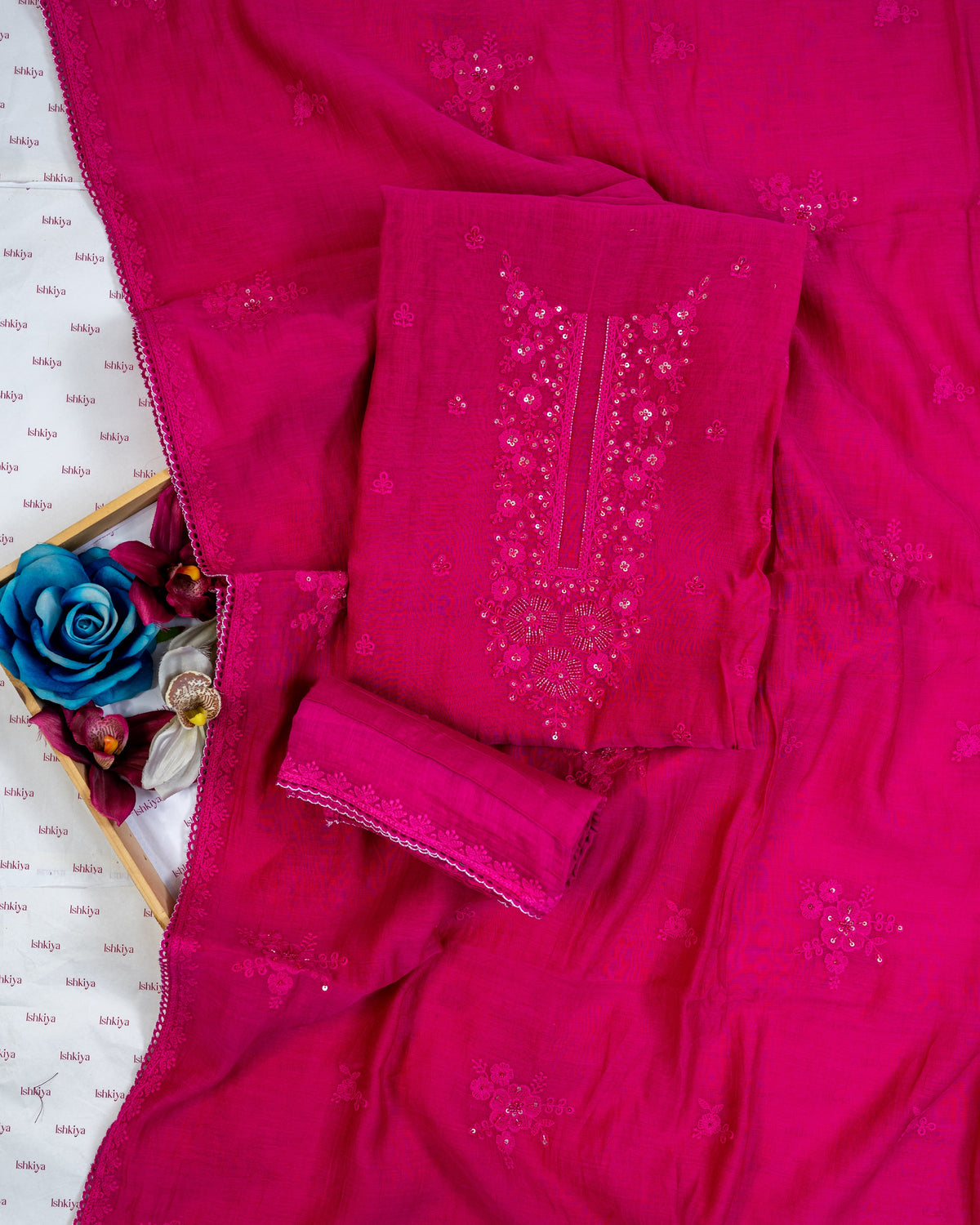 KEHR-Unstiched Mul-Chanderi Suit set