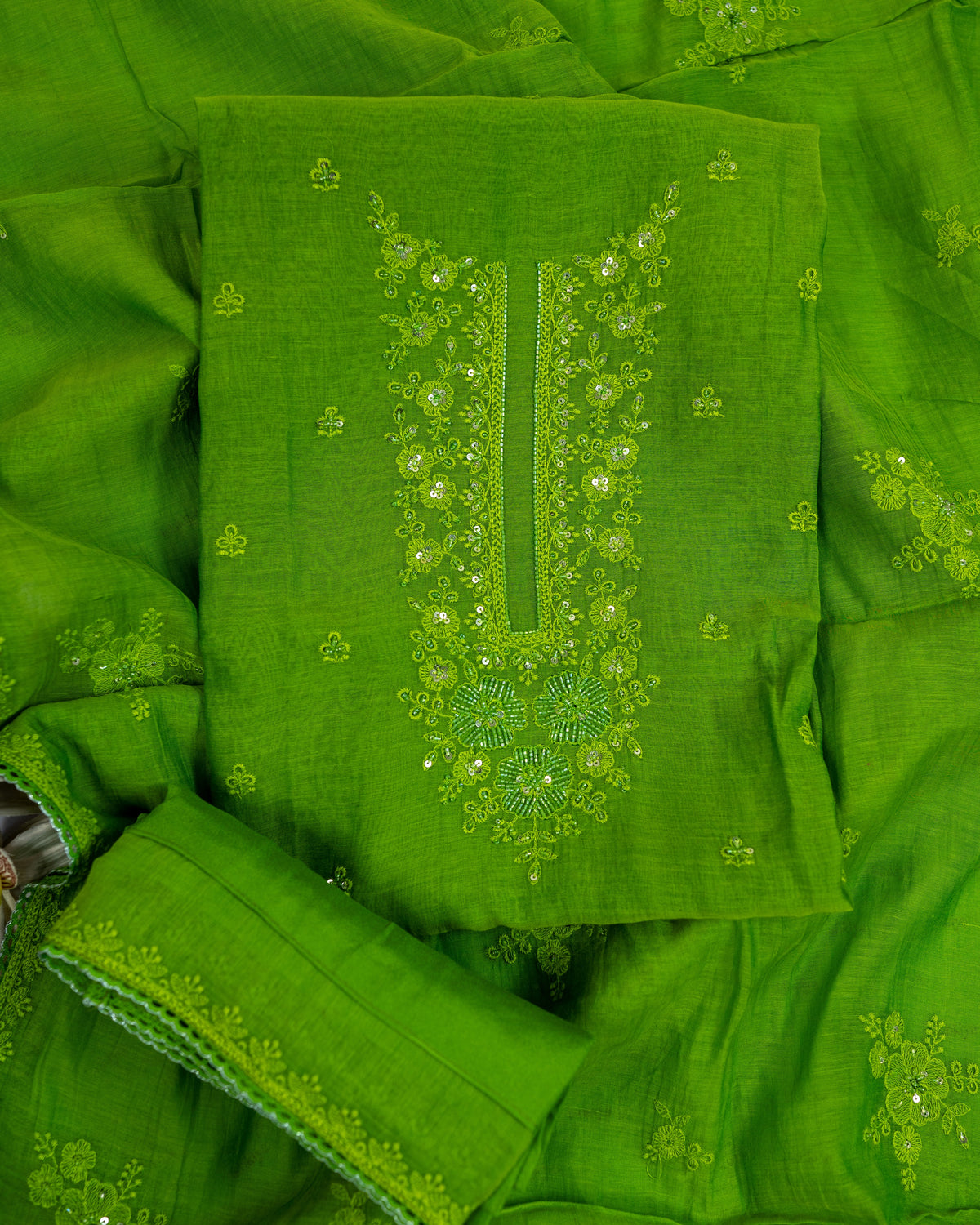 KEHR-Unstiched Mul-Chanderi Suit set