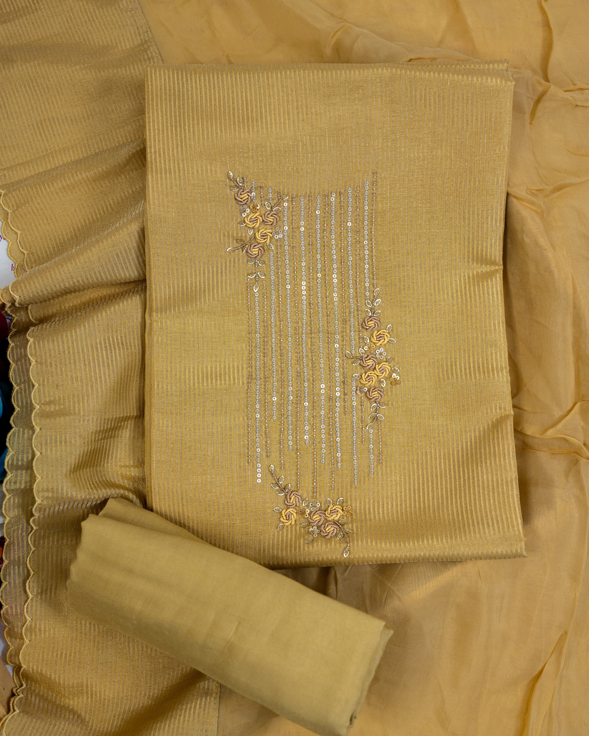 FIRRAQ-Unstitched Linen Tissue Suit Set