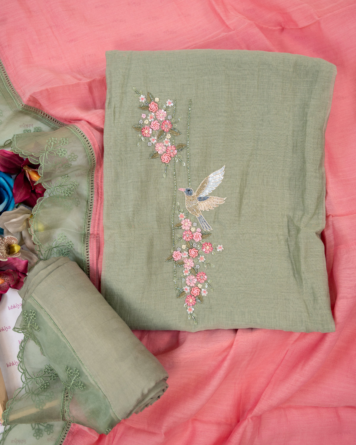 SHOOR-Unstitched Mul-Chanderi Suit Set