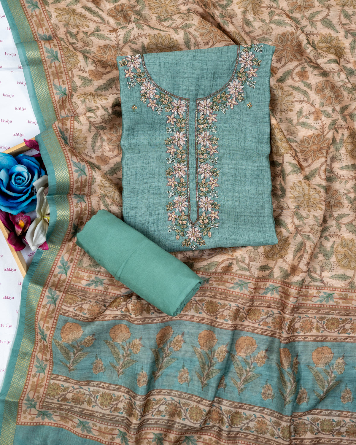 ROOH-Unstitched Linen Tissue Suit Set