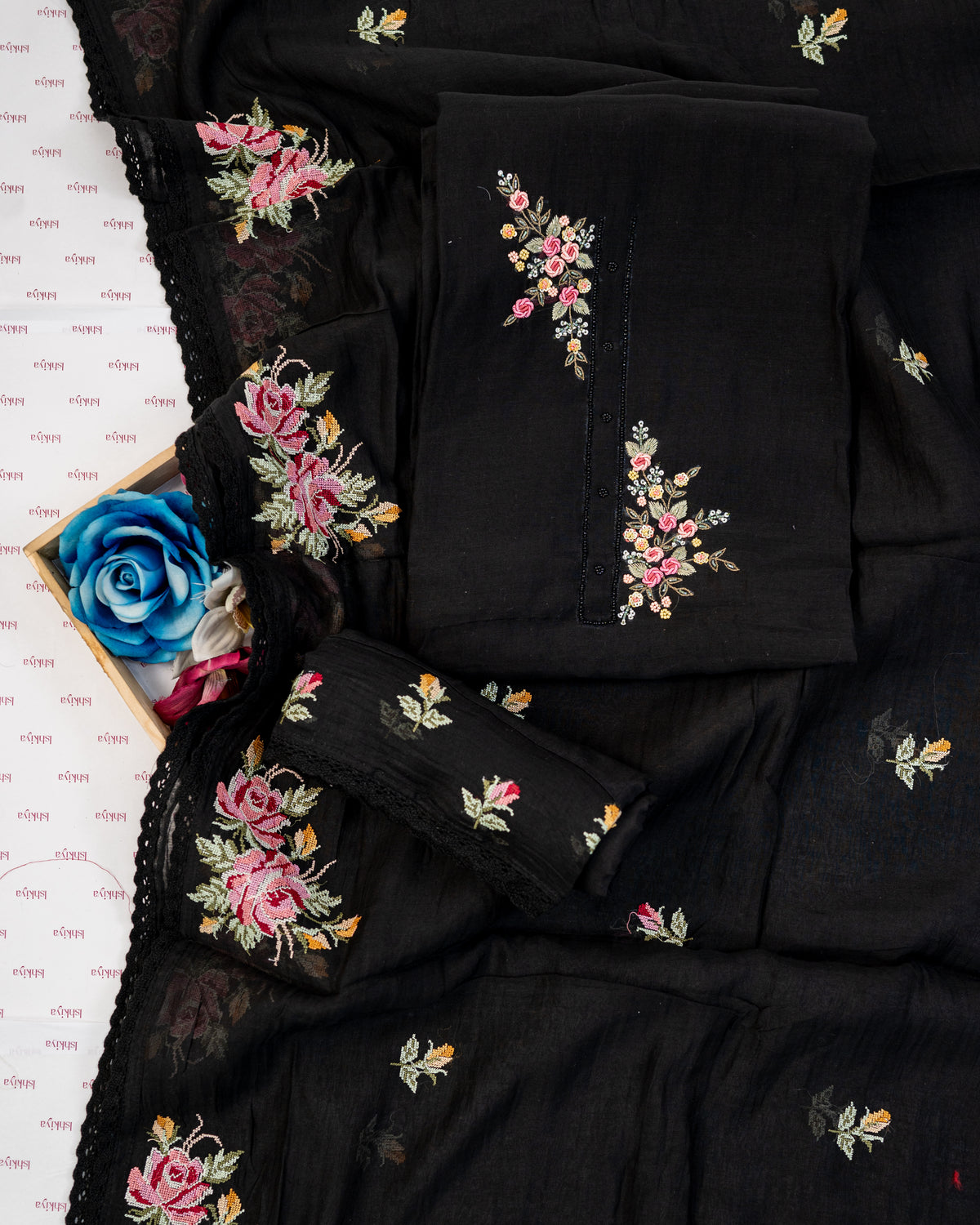 KHUMAAR-Unstitched Mul-Chanderi Suit Set