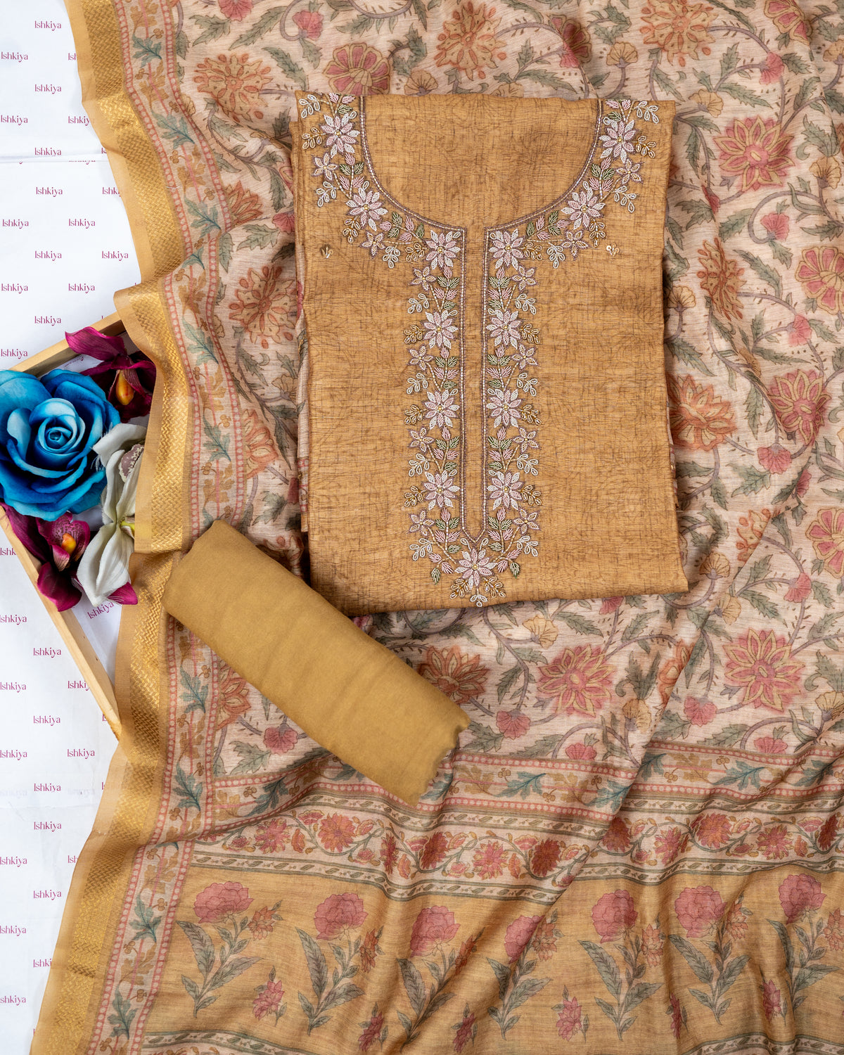 ROOH-Unstitched Linen Tissue Suit Set
