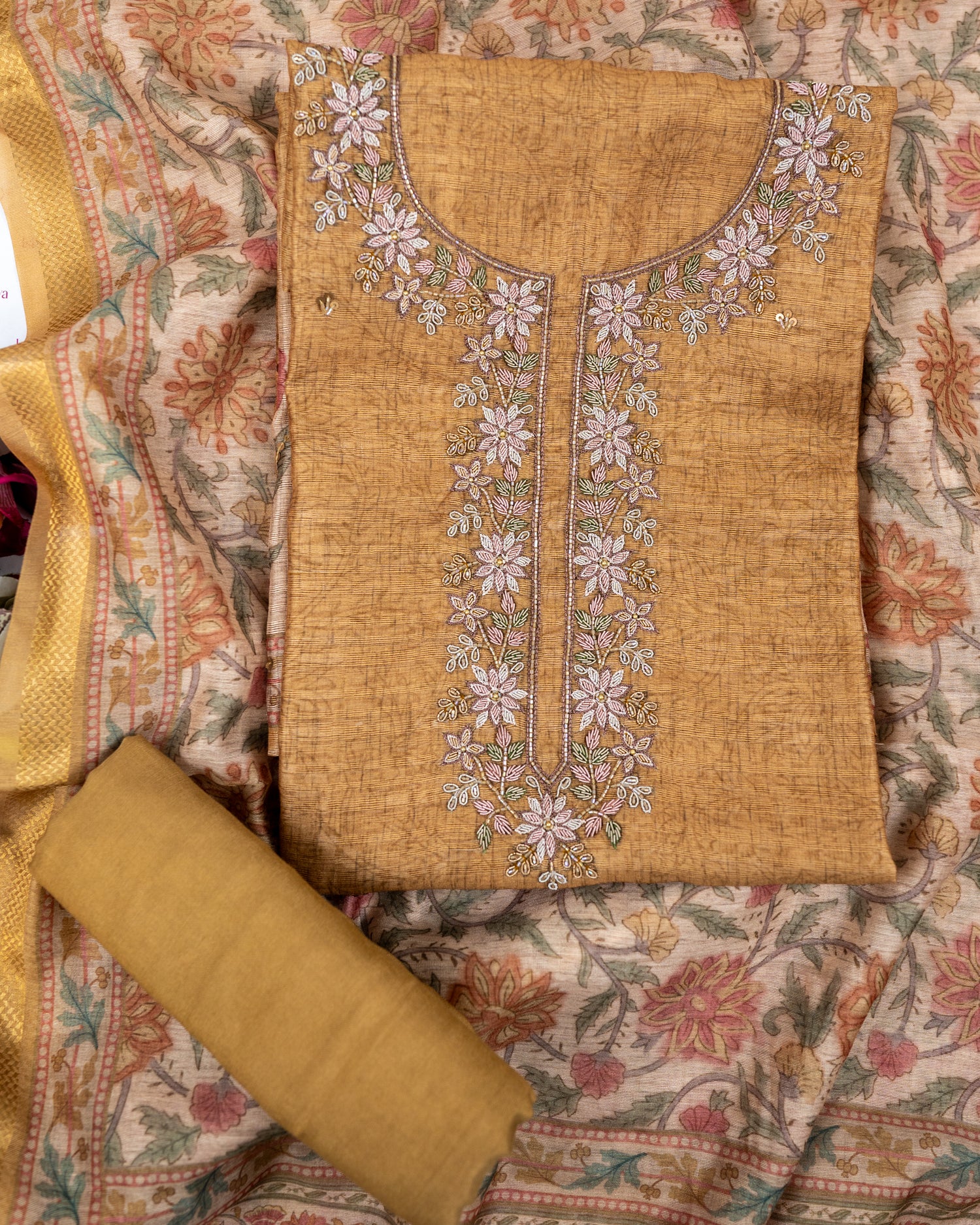 ROOH-Unstitched Linen Tissue Suit Set