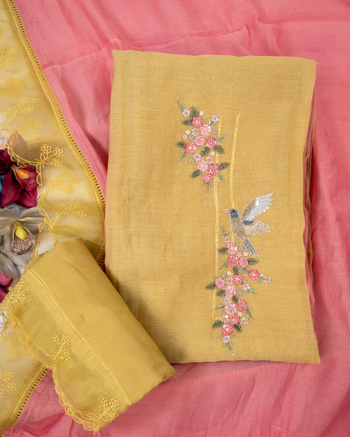 SHOOR-Unstitched Mul-Chanderi Suit Set