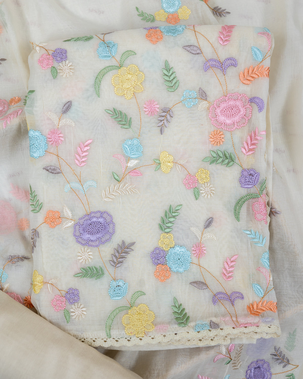 BADAL-Unstitched Mul-Chanderi suit set