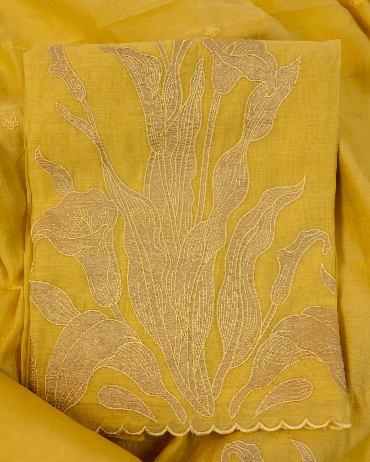 GUNJ-Unstitched Mul-Chanderi Suit Set