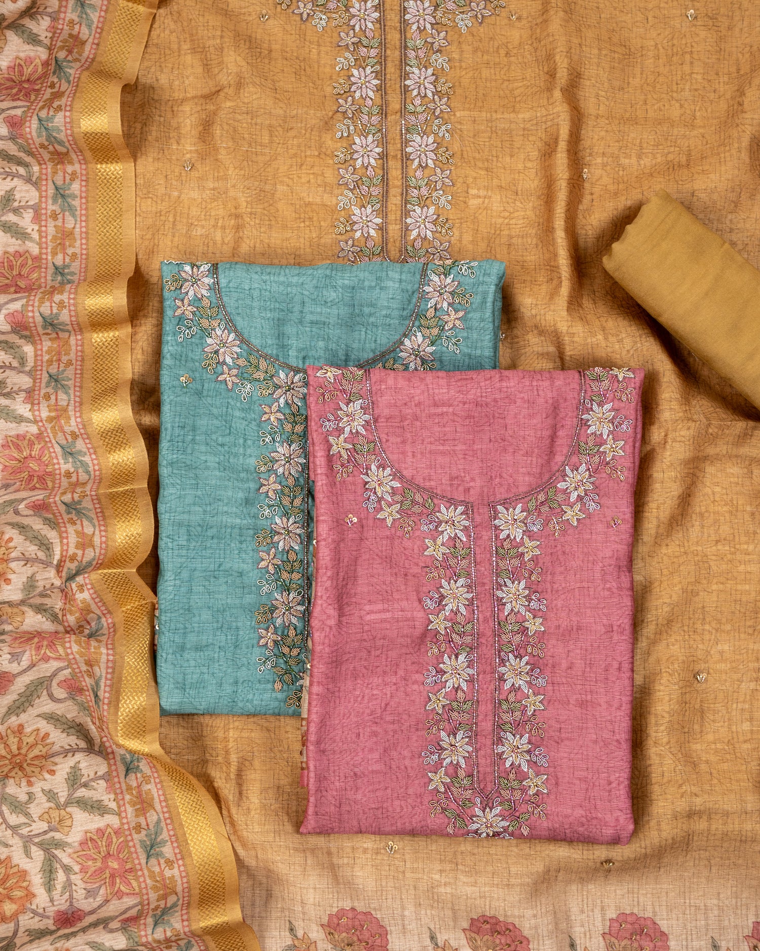 ROOH-Unstitched Linen Tissue Suit Set