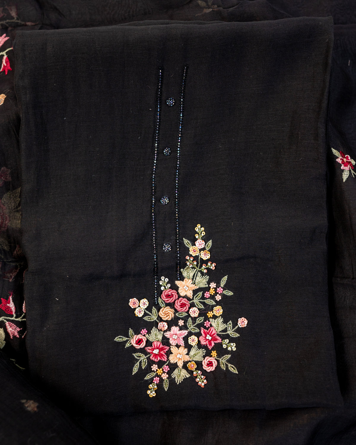 TAPISH-Unstitched Mul-Chanderi Suit Set