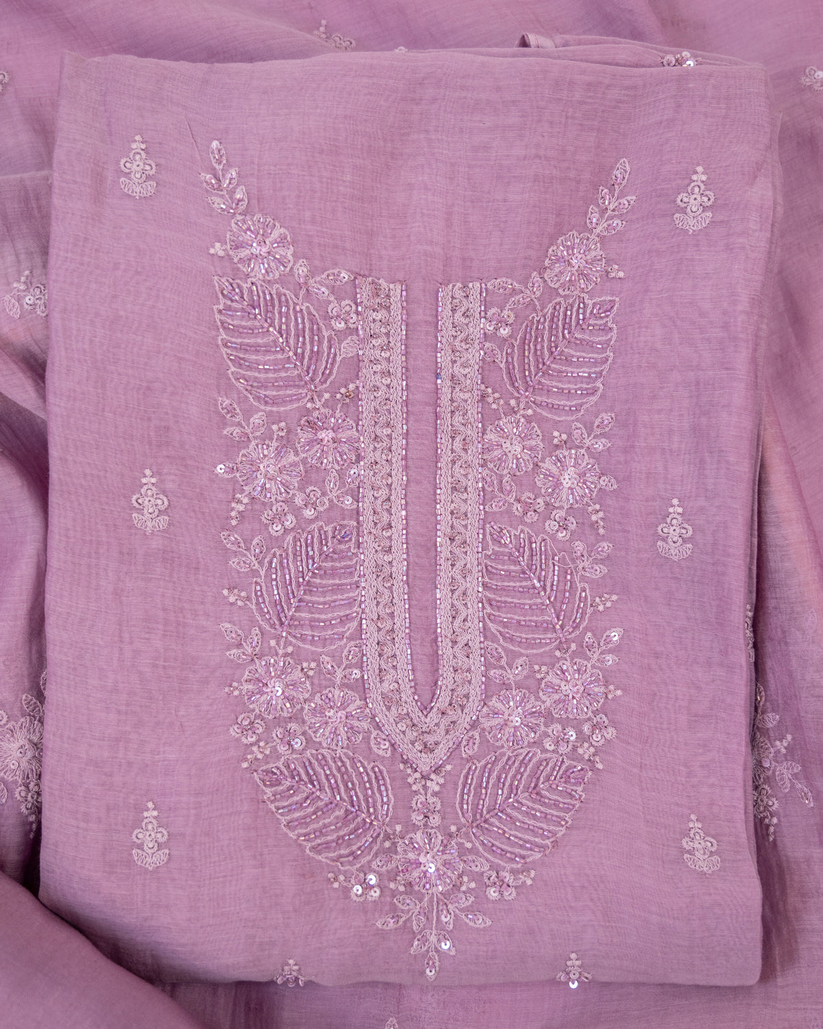 MOHAR-Unstitched Mul-Chanderi Suit Set