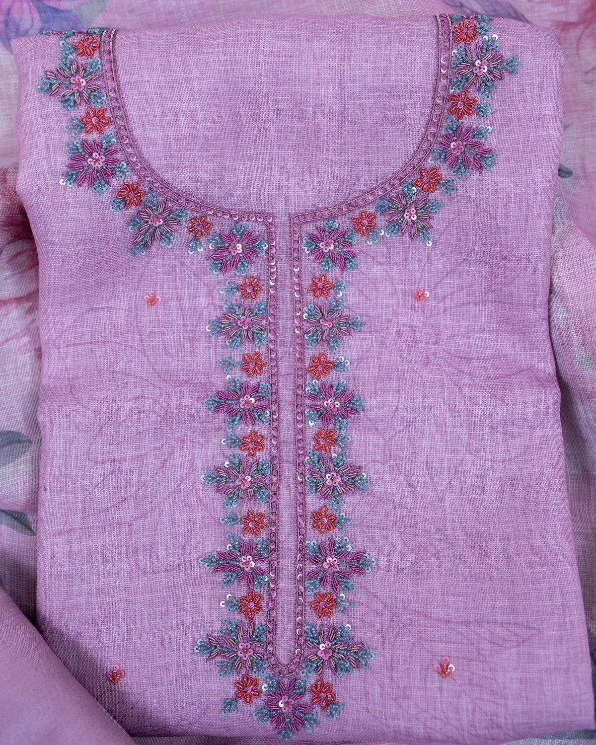 SANJHA-Unstitched Linen Suit Set