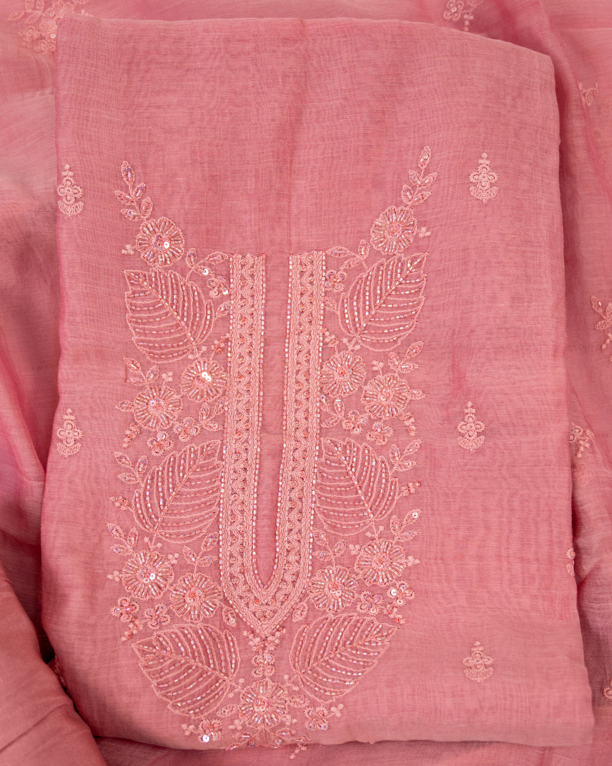 MOHAR-Unstitched Mul-Chanderi Suit Set