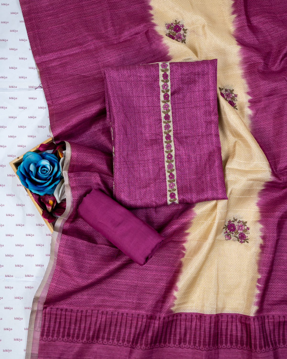 PUKAAR-Unstitched Linen Tissue Suit Set