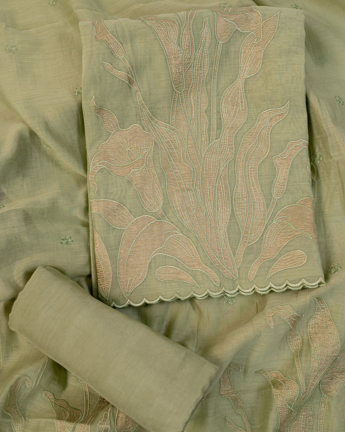 GUNJ-Unstitched Mul-Chanderi Suit Set