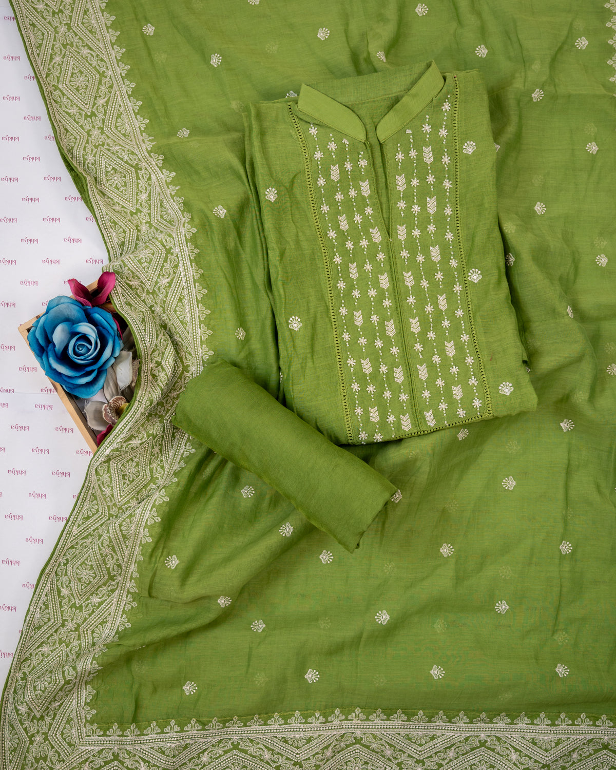 MADDHAM-Unstiched Mul-Chanderi Suit set