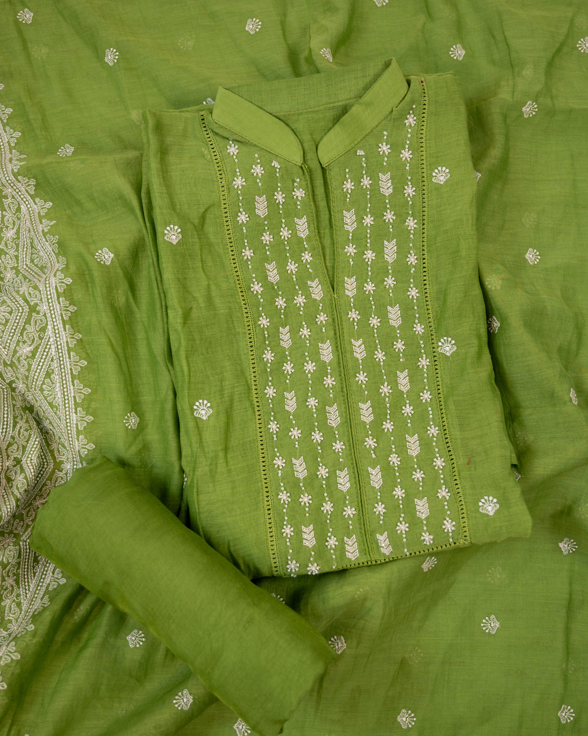 MADDHAM-Unstiched Mul-Chanderi Suit set