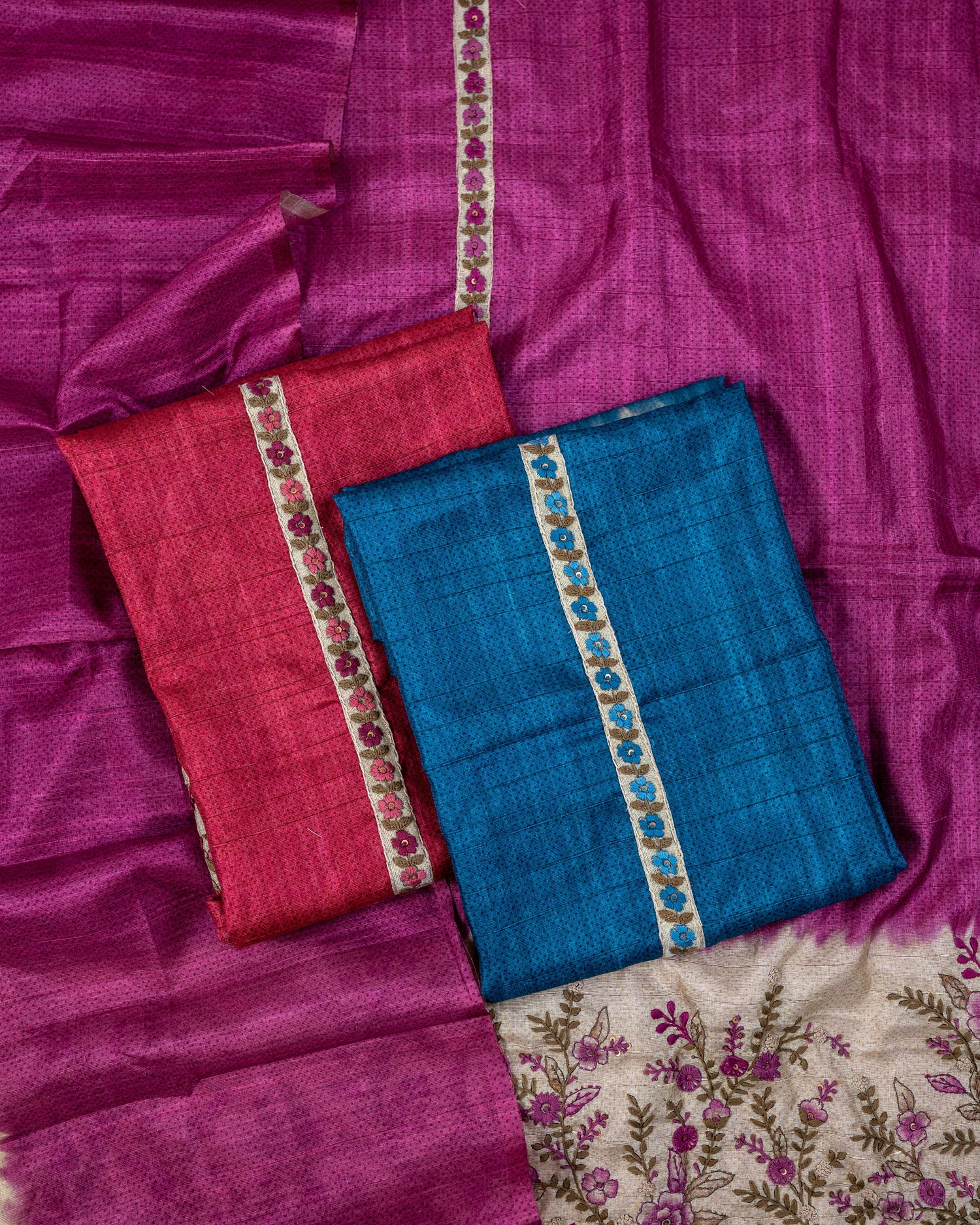 PUKAAR-Unstitched Linen Tissue Suit Set