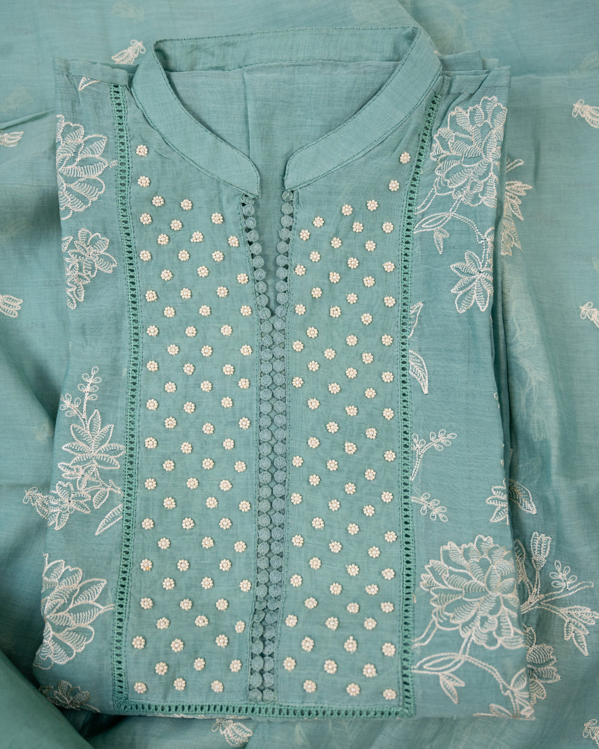 RUPAISH-Unstiched Mul-Chanderi Suit set