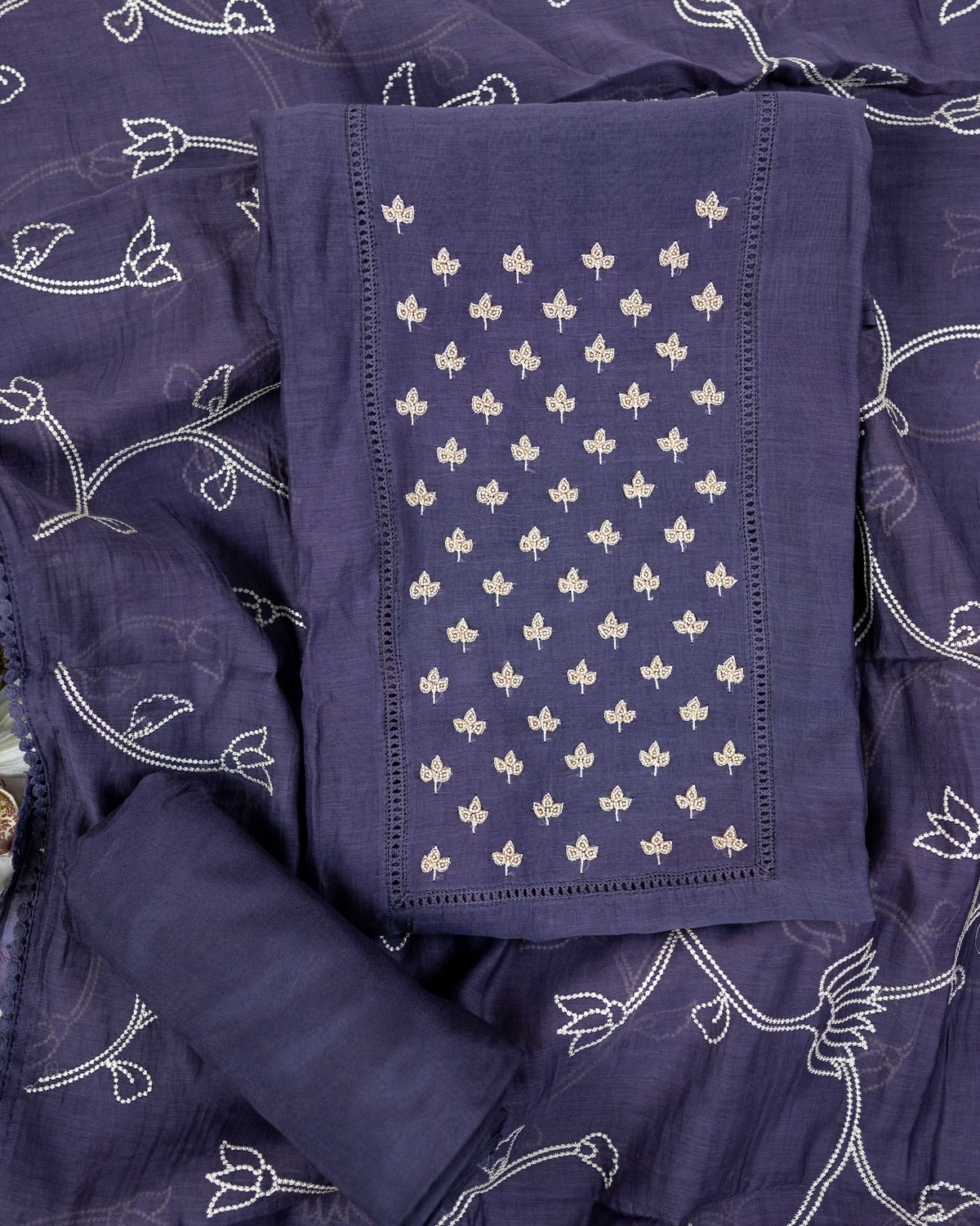 AAGAN-Unstiched Mul-Chanderi Suit set