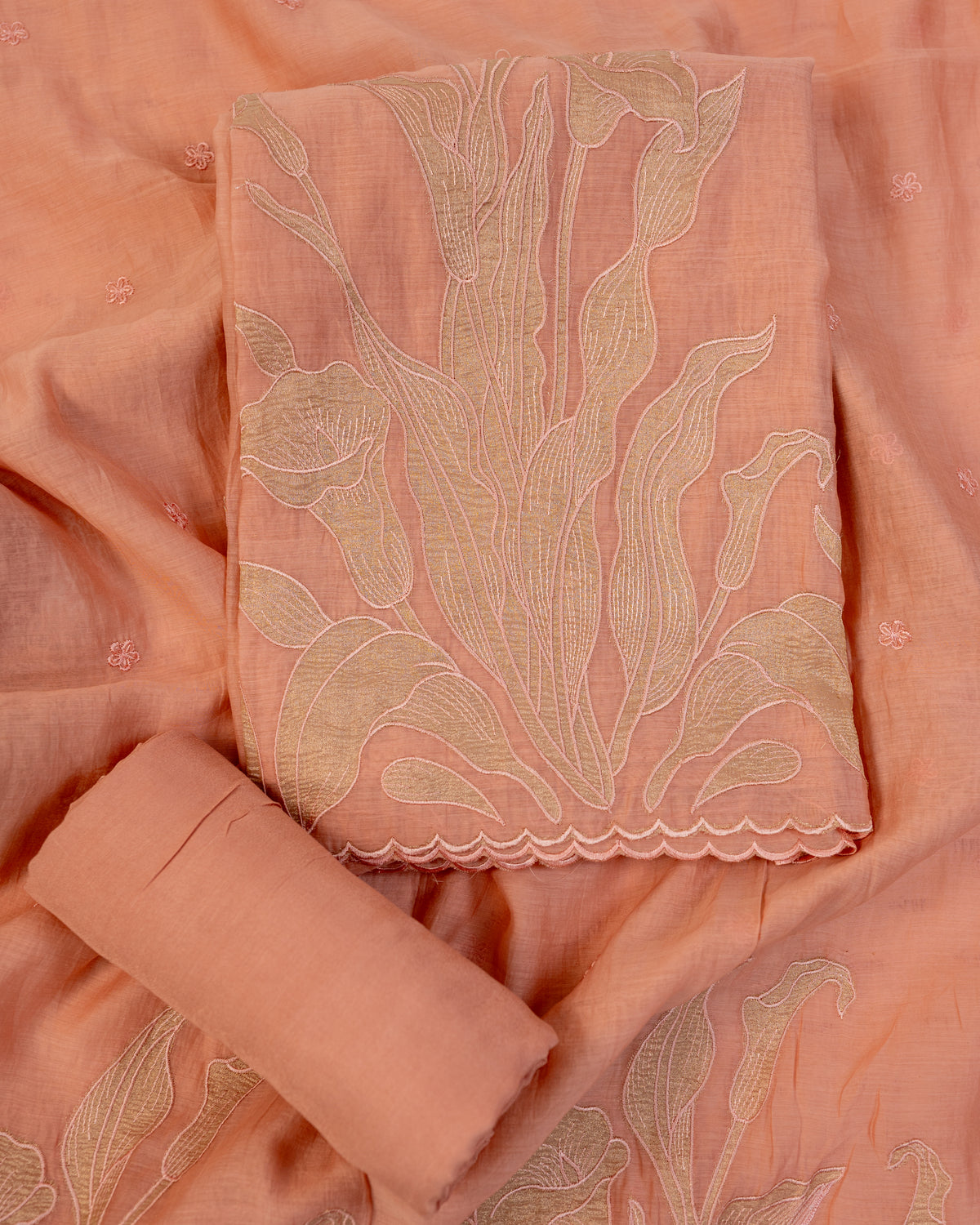 GUNJ-Unstitched Mul-Chanderi Suit Set