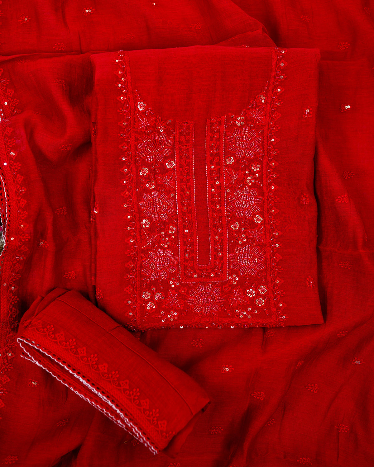 BANNO-Unstiched Mul-Chanderi Suit set