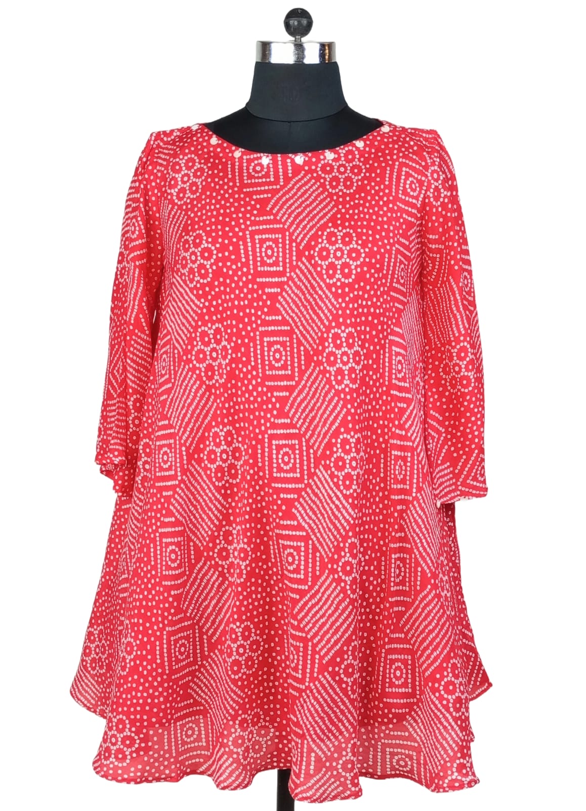 ASYMMETRICAL BANDHANI TUNIC