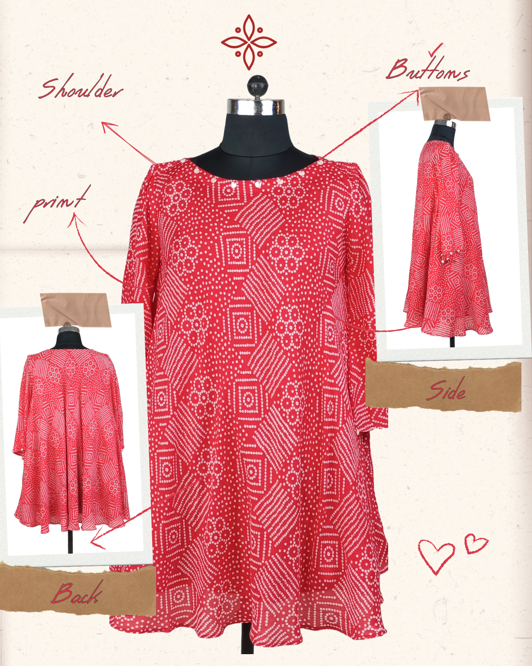 ASYMMETRICAL BANDHANI TUNIC