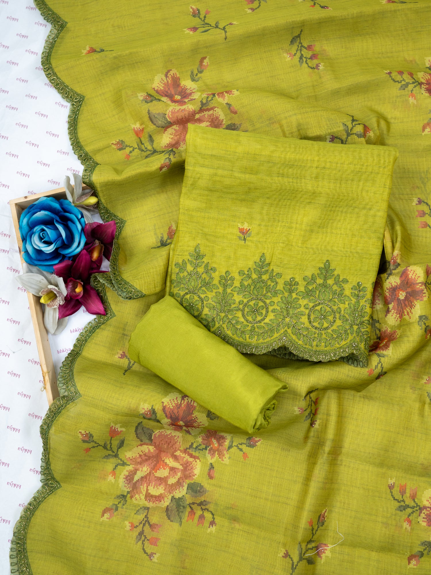 KAMIL-Unstitched Linen Tissue Suit Set