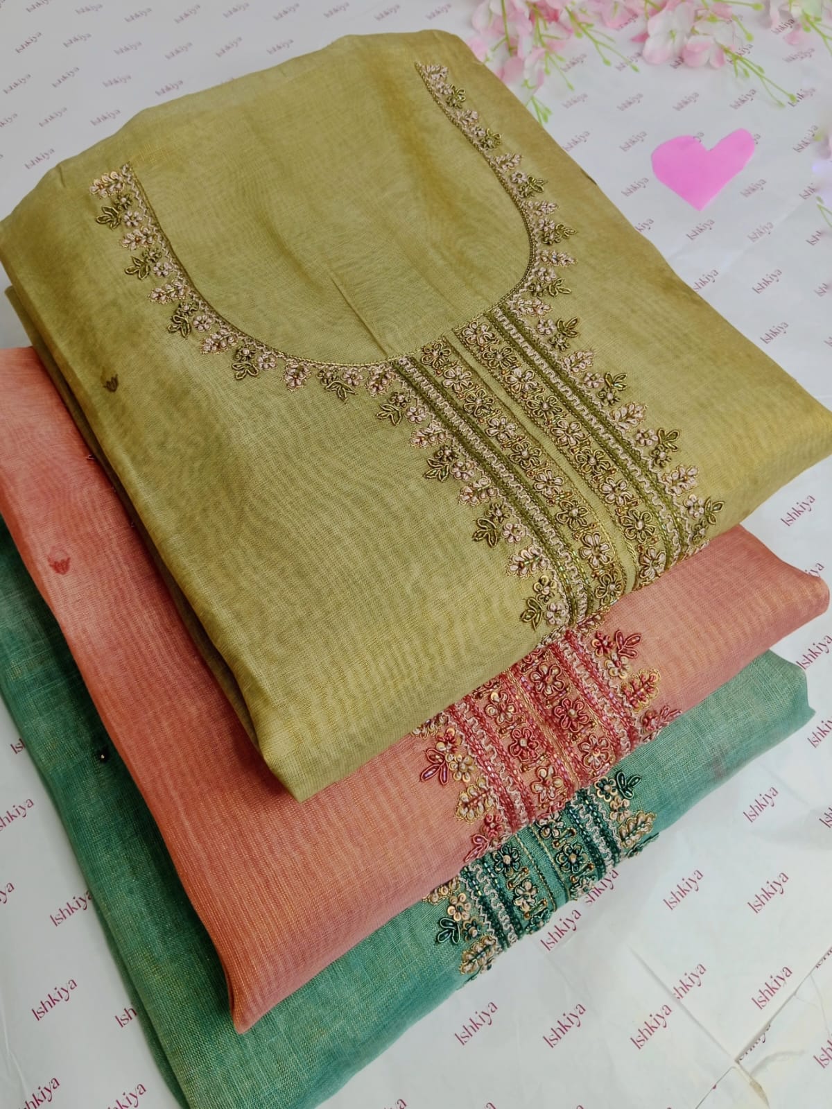 INAYAT-Unstitched Linen Tissue Suit Set