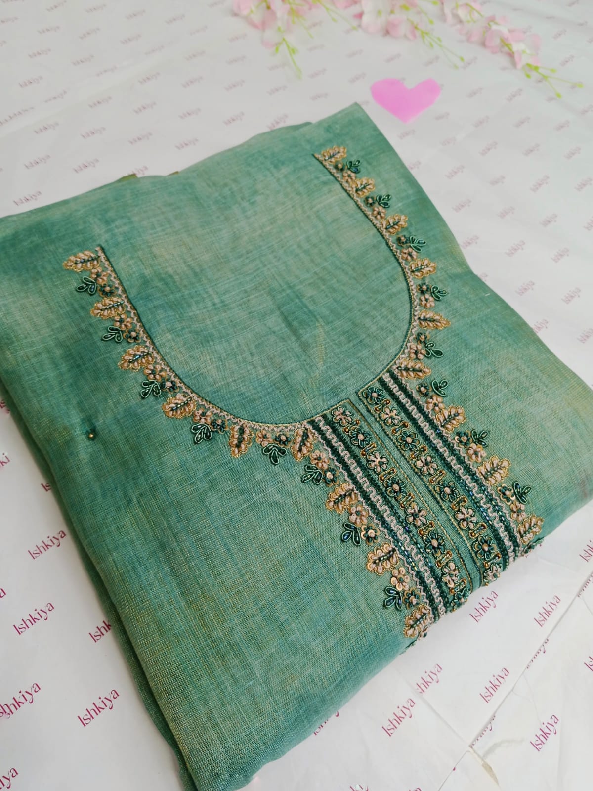 INAYAT-Unstitched Linen Tissue Suit Set