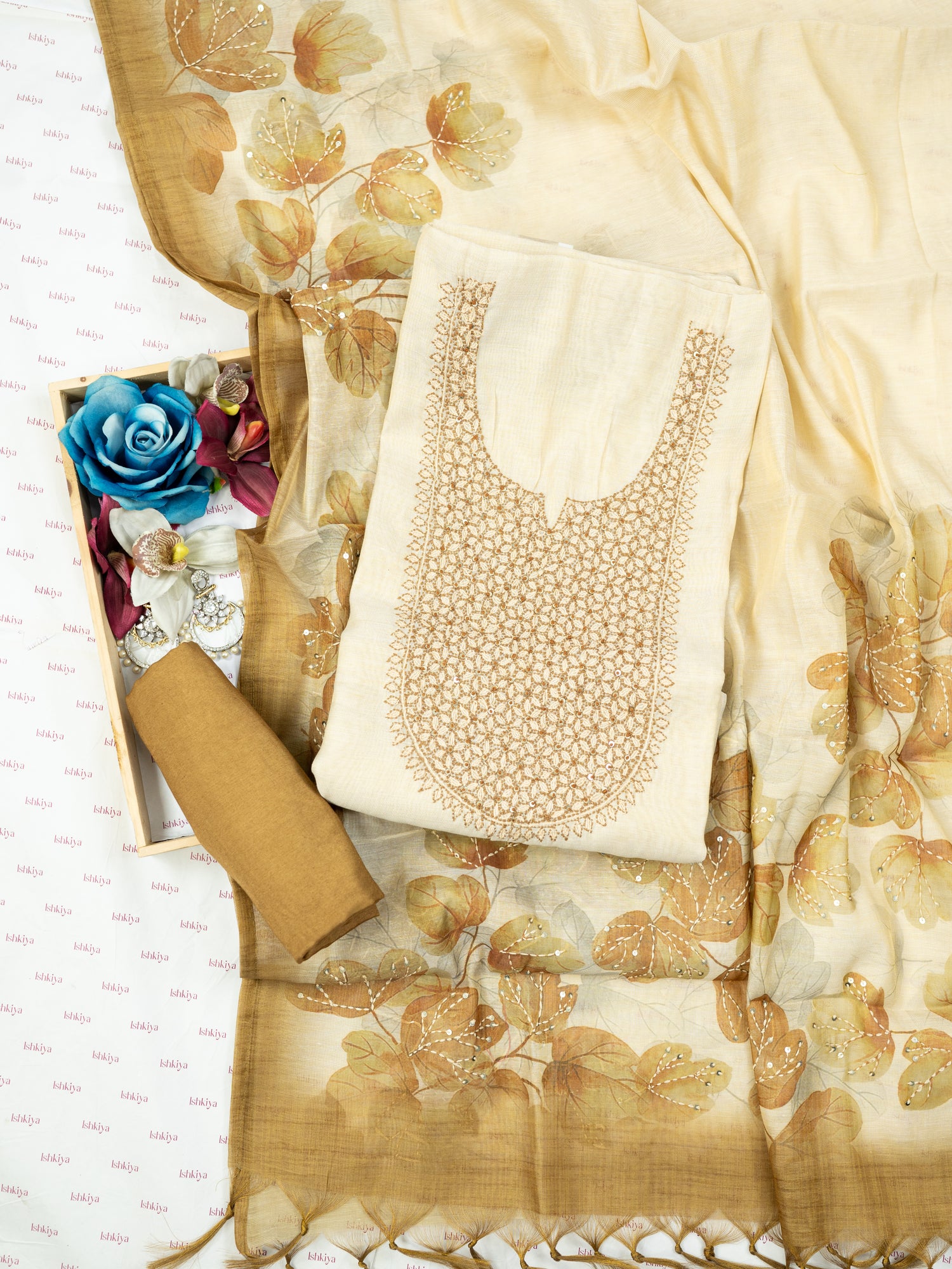 ZIYA-Unstitched Linen Tissue Suit Set