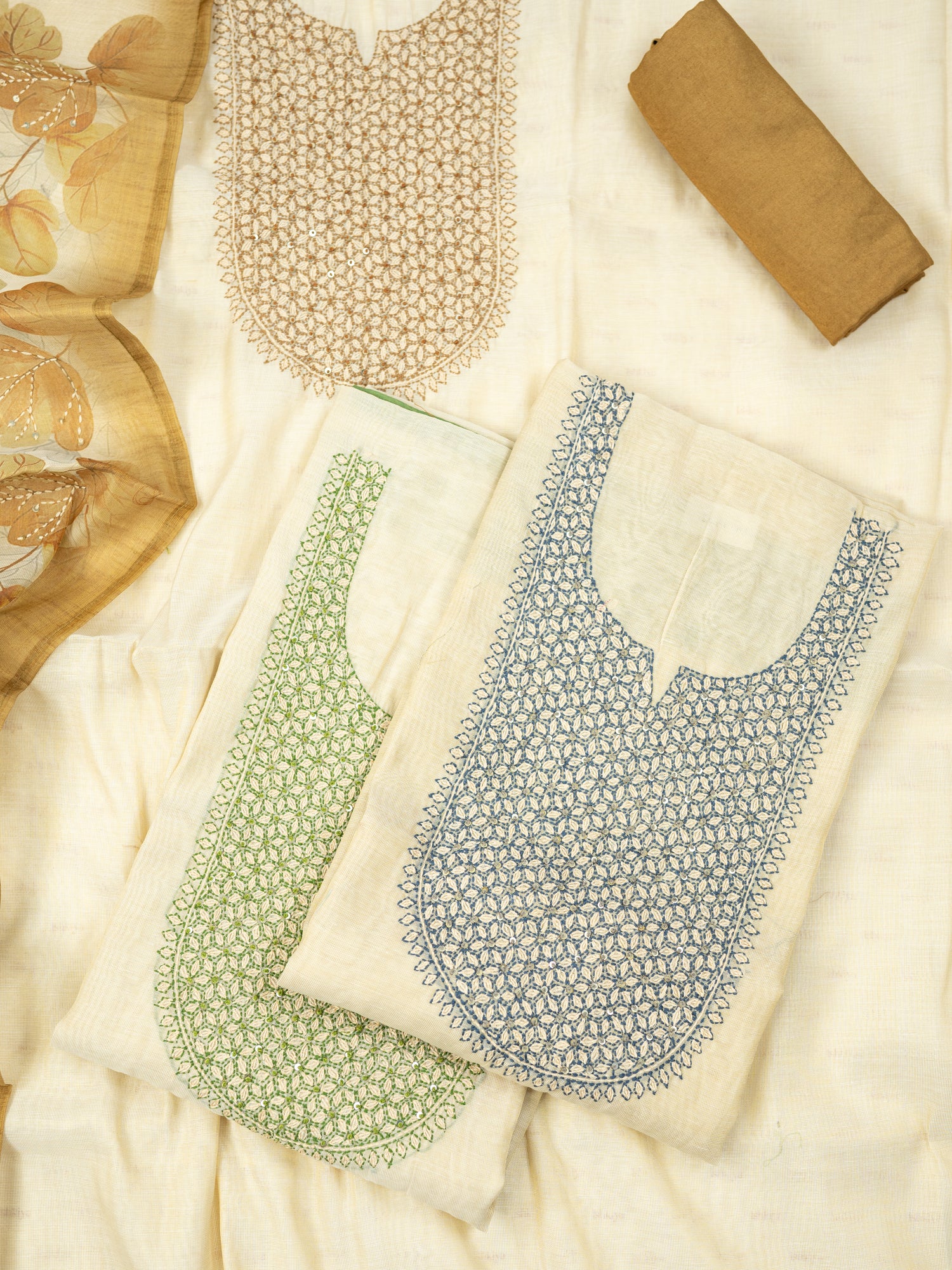 ZIYA-Unstitched Linen Tissue Suit Set