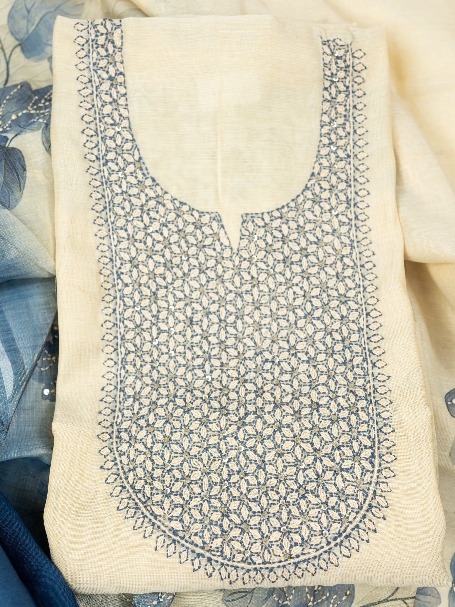 ZIYA-Unstitched Linen Tissue Suit Set
