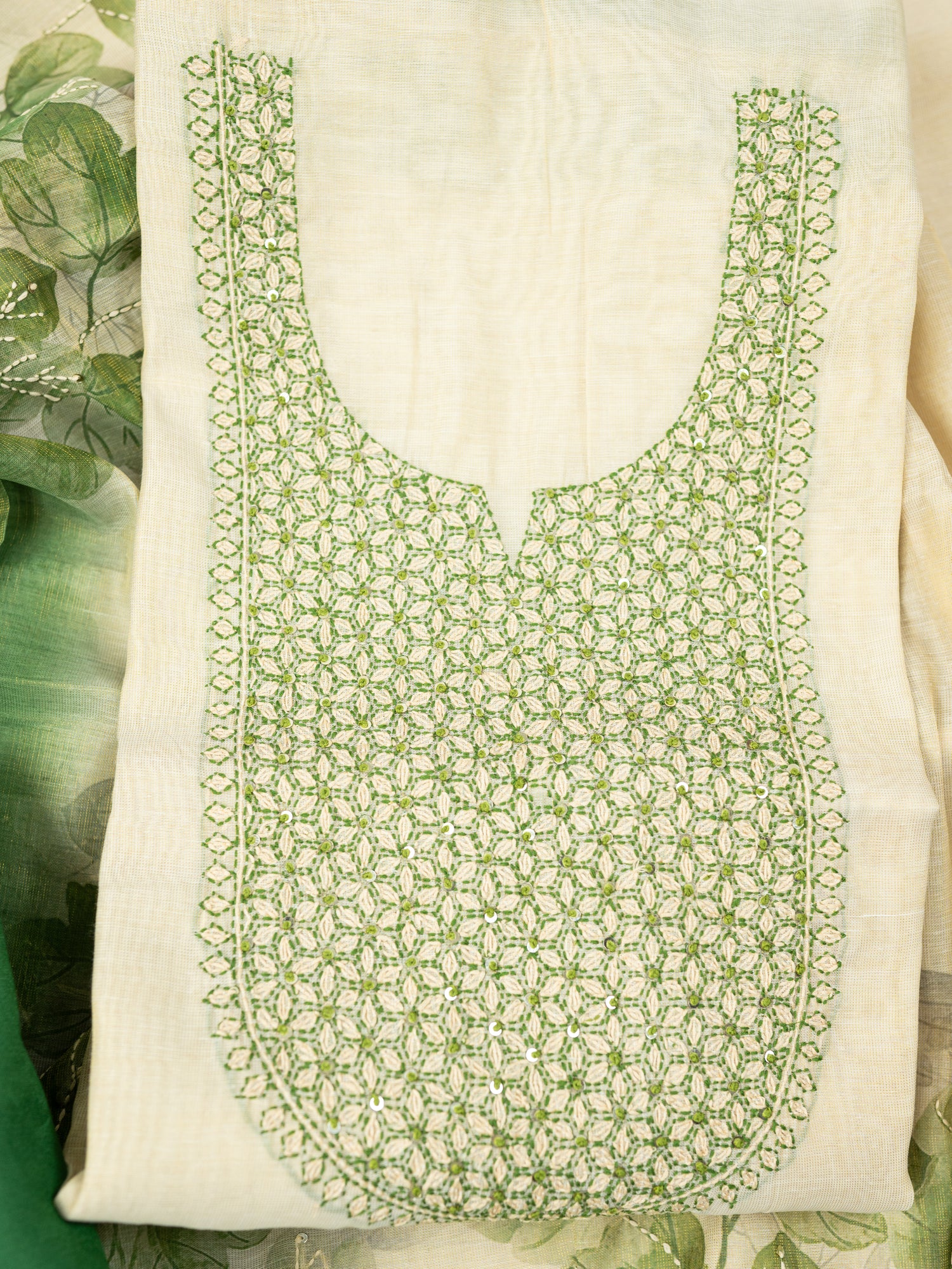 ZIYA-Unstitched Linen Tissue Suit Set