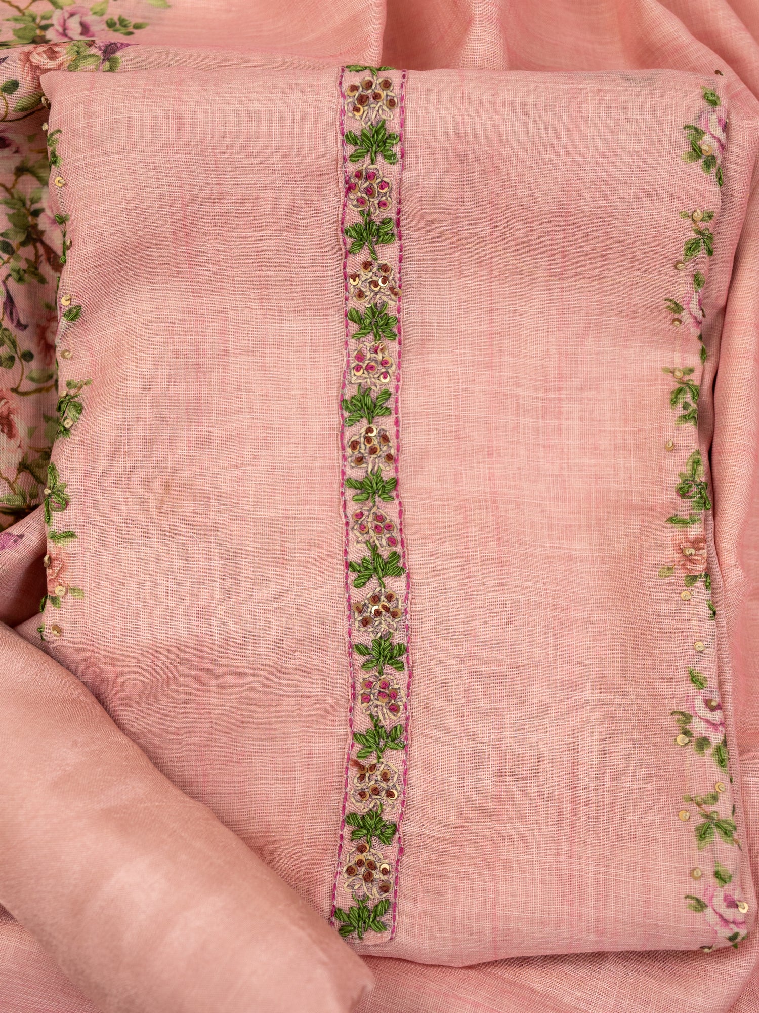 SAHER-Unstitched Linen Tissue Suit Set