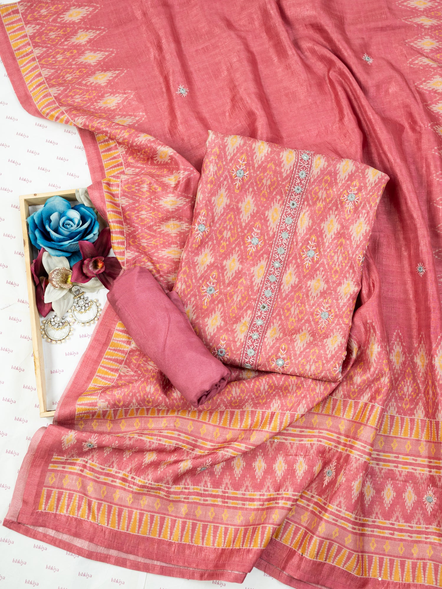 AMAAL-Unstitched Linen Tissue Suit Set