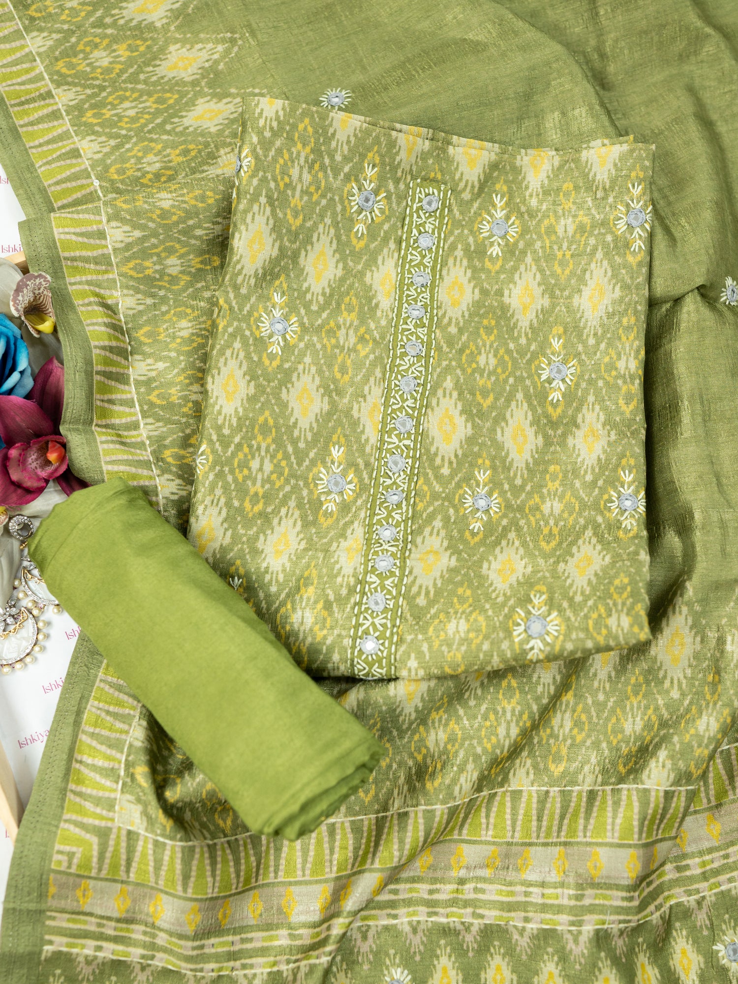 AMAAL-Unstitched Linen Tissue Suit Set