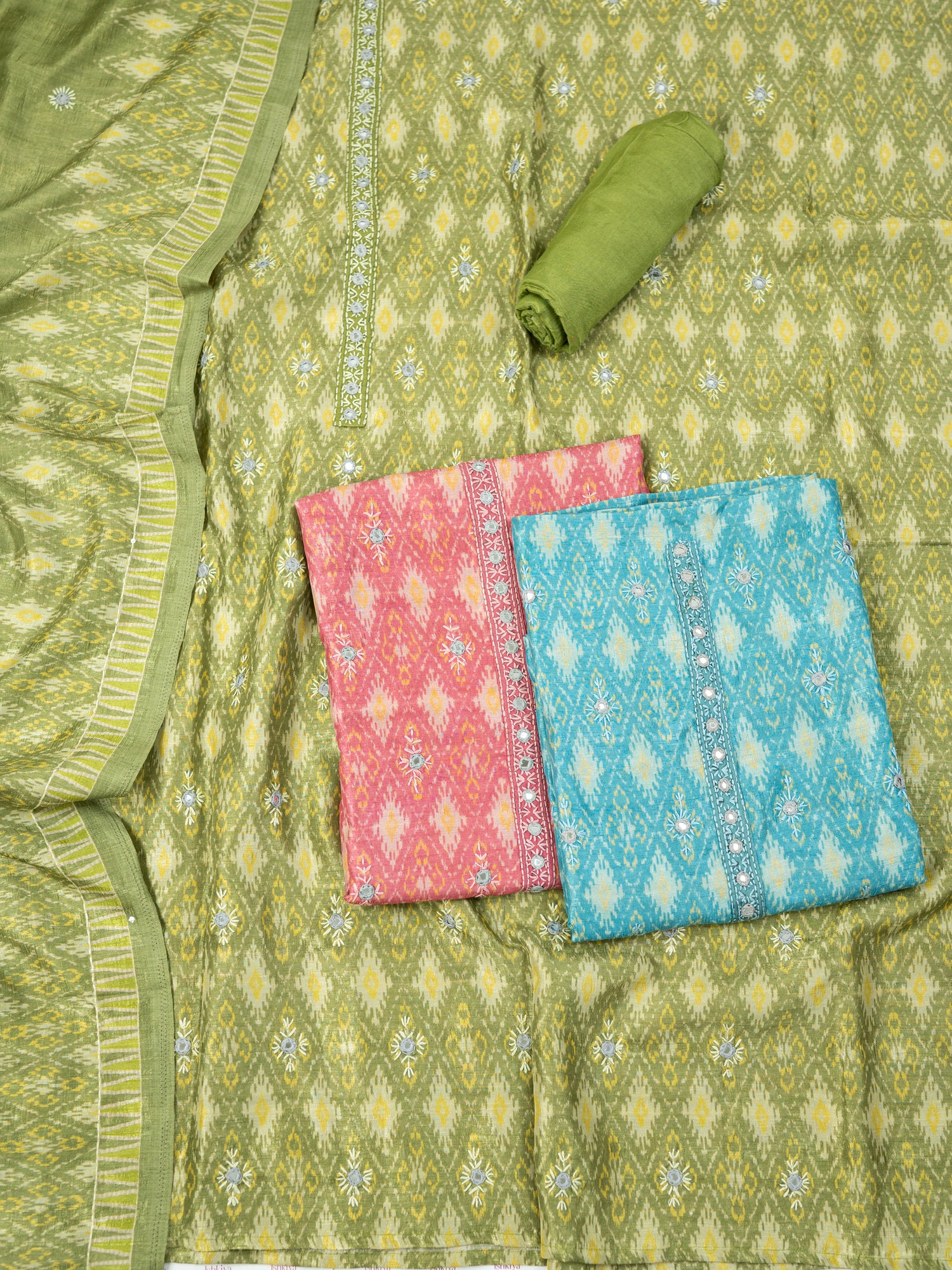 AMAAL-Unstitched Linen Tissue Suit Set