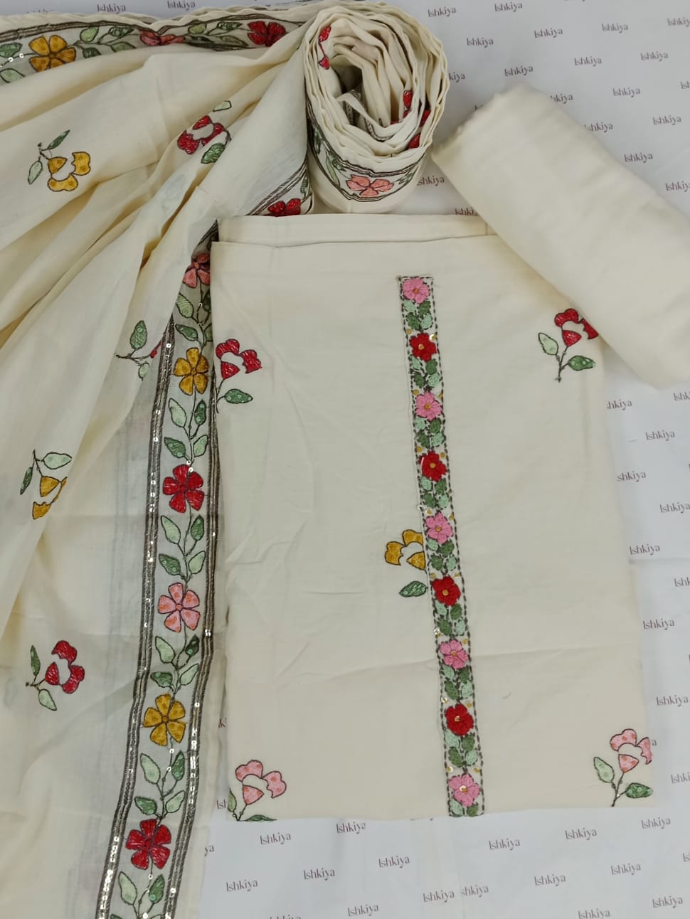 SHAFAQ-Unstitched Mul-Cotton Suit Set