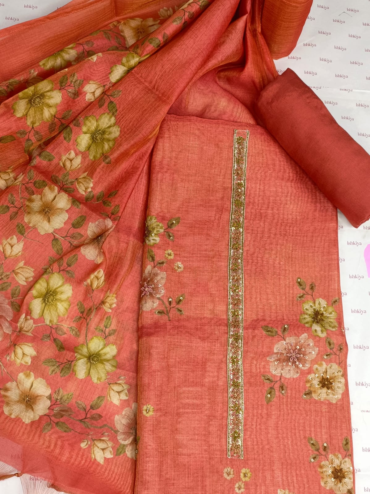 MEHR-Unstitched Linen Tissue Suit Set