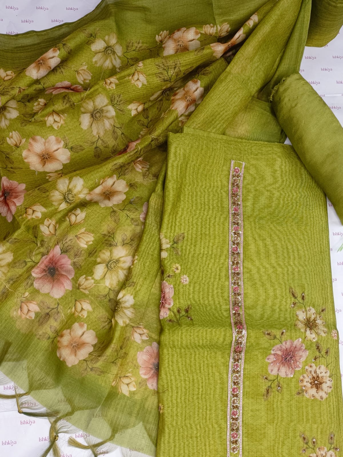 MEHR-Unstitched Linen Tissue Suit Set
