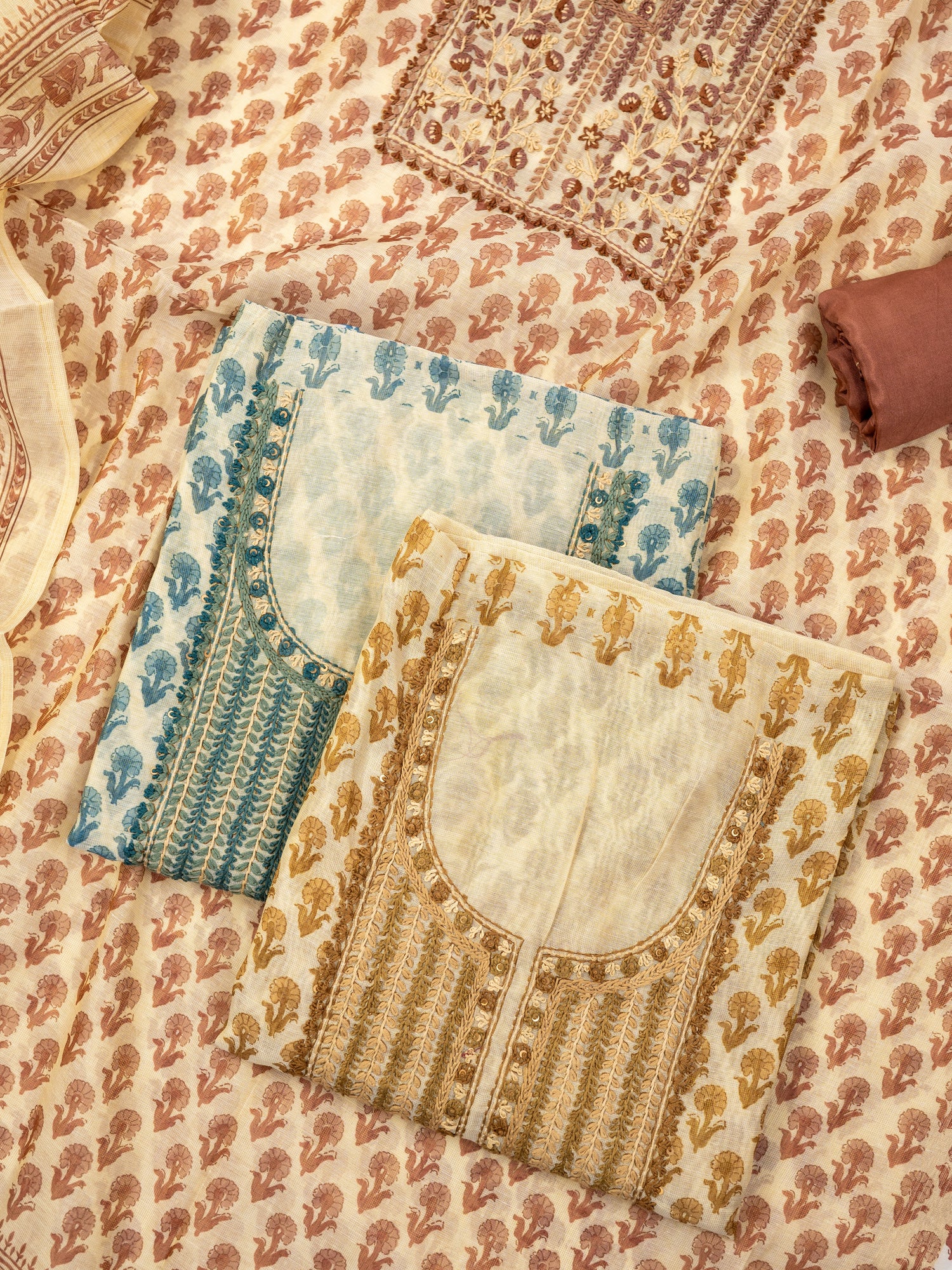 NAYYAR-Unstitched Linen Tissue Suit Set