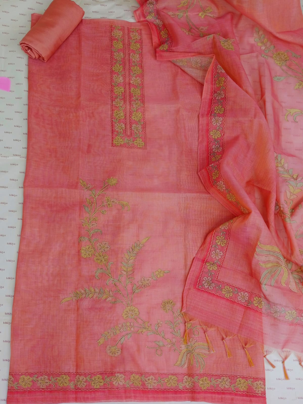 HOOR-Unstitched Linen Tissue suit set