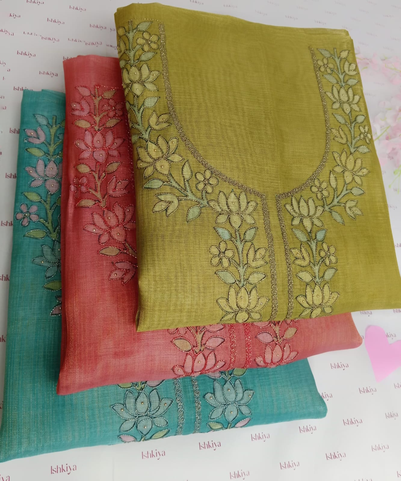 RUHAANI-Unstitched Linen Tissue Suit Set