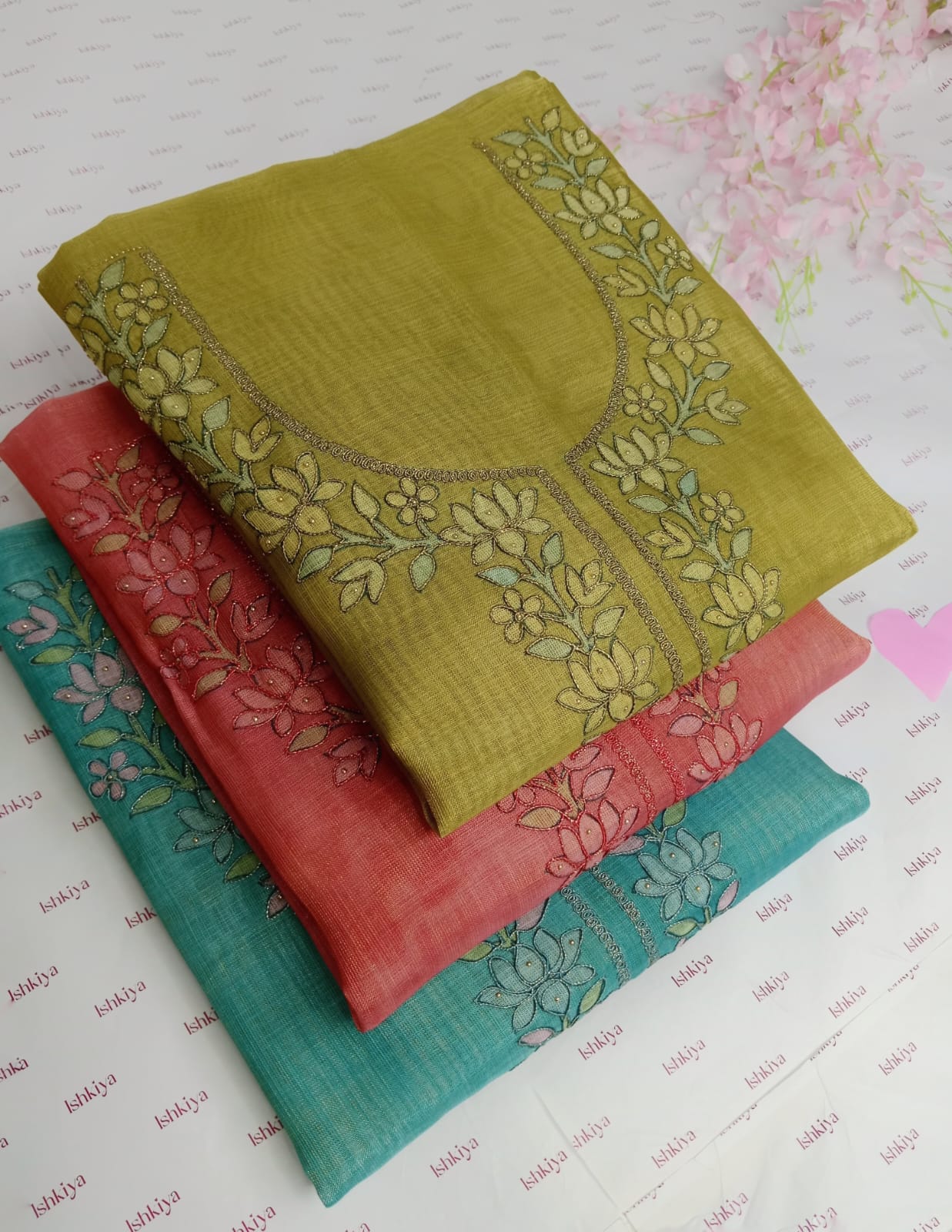 RUHAANI-Unstitched Linen Tissue Suit Set