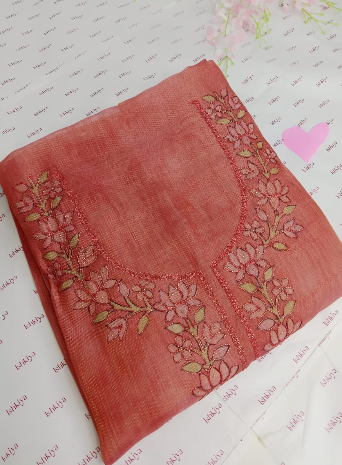 RUHAANI-Unstitched Linen Tissue Suit Set